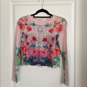 Cropped floral sweater